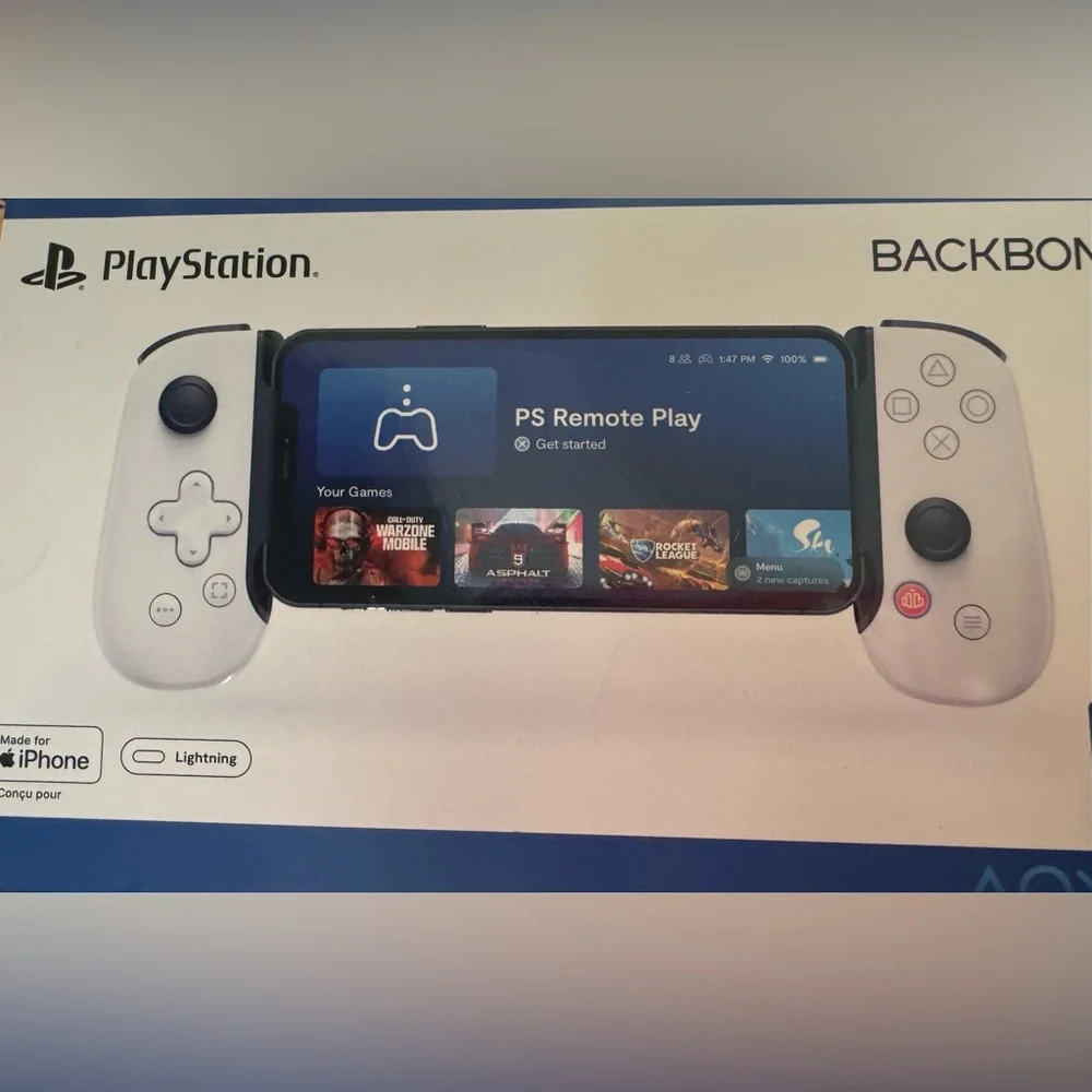 PlayStation Backbone Handheld Console -Black and White with lightning connection